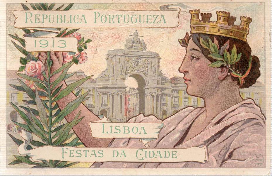 1019 v.jpg -     Lote:    1019 (verso)            Portugal       Descrição:         1913 &mdash; Imposto Postal * Festas Cidade de Lisboa + Ceres. Postal ilustrado comemorativo do evento circulado de Lisboa (10.06.13) para Laveiras com selo Ceres de 1C verde CE208 e imposto postal de 1C verde CE IP5.        PI       Valor Base:     &euro; 15,00     Valor Venda:     &euro; 20,00     